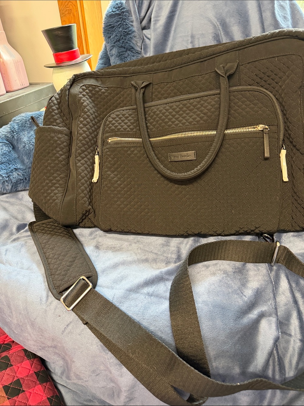 Vera Bradley Black Quilted Travel Duffel Bag
